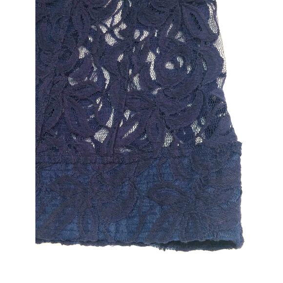 Chicos Navy Lace Moto Jacket Front Zip Up Long Sleeve Collar Sheer Feminine Sz 2 - Picture 11 of 13